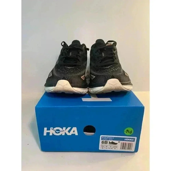 Hoka One One Shoes - .923 Hoka W Clifton 9, Black/Gold, Womens Running Shoes-US 6 Womens